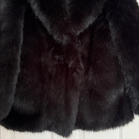 Mango Black Faux Fur Coat XS - Picture 3 of 8